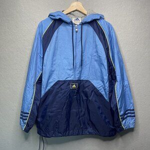 VINTAGE 90’s Adidas Embroidered Two Tone Blue Nylon Jacket Adult Men's Coat M